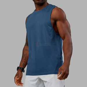 Débardeur de gym pour hommes avec logo personnalisé d'usine Débardeur de fitness en polyester côtelé de haute qualité vierge noir blanc gris - Product Image 1