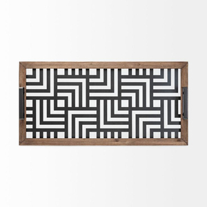 Plateau de service rond en nacre en bois Vaisselle de salle à manger élégante pour desserts et restauration rapide Plateau élégant et durable - Product Image 5