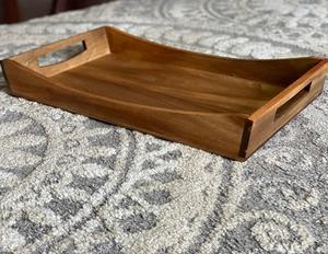 Bandeja de madera grande de lujo para servir, platos cuadrados rectangulares de tamaño personalizado, asas hechas a mano, servicio de cena sostenible - Product Image 1