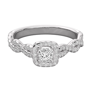 Anillo de Diamante Cultivado en Laboratorio con Corte Cojín en Oro de 14K para Mujer - Product Image 3