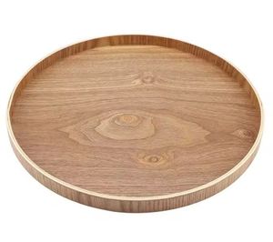 Royal Look Cubiertos Bandeja de madera decorativa Bandeja de madera para servir Mesa de madera natural Bandeja de servicio de comida rápida con mango de metal - Product Image 5