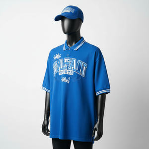 Polo pour homme en polyester piqué de haute qualité, 220 GSM, respirant, couleur bleue, broderie, logo personnalisé, chemises polo pour homme - Product Image 4