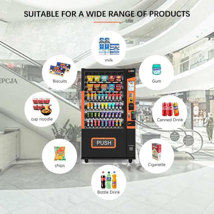 Vending Machines With Refrigerated Drinks And Snack Section Touch Screen For Easy Access Smart Combo Low Price