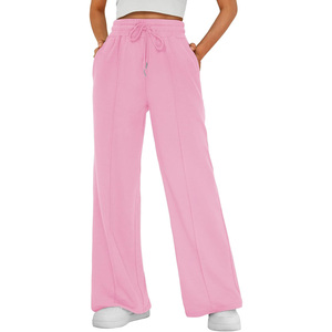Pantalons de jogging pour femmes à taille haute, amples, décontractés, à jambes larges, avec cordon de serrage, élastiques, pantalons de sport - Product Image 1