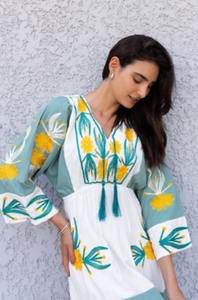 Femmes élégant à manches longues Maxi robe été automne <span class=keywords><strong>plage</strong></span> vacances broderie florale <span class=keywords><strong>déco</strong></span> dentelle tissé nouveau Style décontracté à la mode - Product Image 5