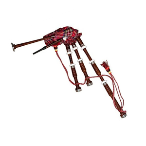 Gaita irlandesa de tartán verde escocés Highland nueva con monturas de plata negra de palisandro y bolsa de transporte - Product Image 4