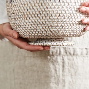 Cuenco profundo de ratán encalado, decoración de presentación de comida Natural, productos vietnamitas al por mayor ecológicos - Product Image 4