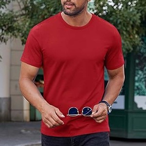 T-shirts pour hommes-T-shirt unisexe à col rond et à manches courtes en jersey mélangé de coton doux avec logo personnalisé - Product Image 3