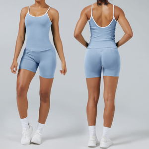 2025 nouveau à la mode sans couture personnalisé vêtements actifs Gym 4 pièces Yoga ensembles Fitness vêtements de sport ensembles d'entraînement pour les femmes - Product Image 4