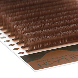 Extensions de cils individuelles de qualité supérieure, plates, brunes, OEM ODM 0.05 0.07, faux cils colorés, fournitures de cils en gros, couleur brune - Product Image 1