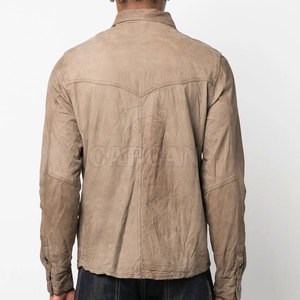 Chemise en cuir crochetée décontractée pour homme de haute qualité de Best Factory, idéale pour l'hiver et les activités de plein air, taille plus, imperméable et coupe-vent - Product Image 2