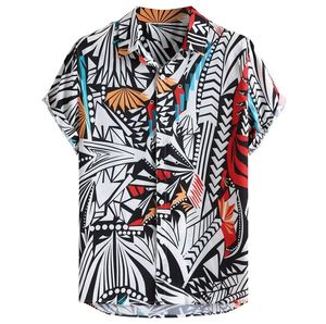 เสื้อเชิ้ตชายหาดทางการสำหรับผู้ชายเสื้อเชิ้ตผ้าฝ้ายลายชนเผ่าฮาวายขนาดใหญ่พิเศษทันสมัย - Product Image 4