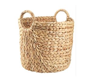 ตะกร้าหวายใส่ของทำด้วยมือธรรมชาติไม่เหมือนใครตะกร้าซักผ้าห้องน้ำผักตบชวาพร้อมด้ามจับงานหัตถกรรมทำในเวียดนาม - Product Image 1