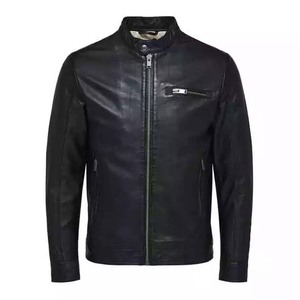 Veste en cuir de motard noir à la mode, vêtements pour hommes, veste en cuir véritable à la mode 2022 - Product Image 2