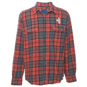 เสื้อเชิ้ตผ้าสักหลาดลายสก็อตมีกระเป๋า2ใบผ้าฝ้ายขนนุ่มพิเศษสำหรับแข่งรถมอเตอร์ไซค์ - Product Image 1