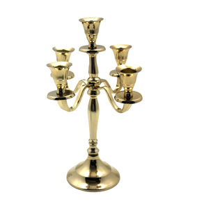 Bougeoir à 5 bras en aluminium plaqué laiton bougeoir pour salon et décoration de table à la main, nouveauté - Product Image 1