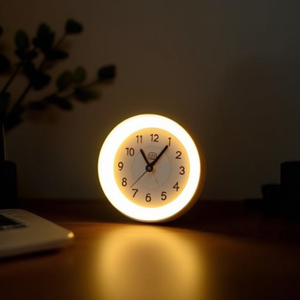 Analog Desk Clock With Backlight Gold 0305211 Non Rechargeable Battery Single <b>Alarm</b> - Product Image 2
