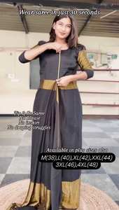 2023 Tenue de soirée Vente chaude Prêt-à-porter Tenue de saree unique avec chemisier Chinon Zari Patta avec travail pour adultes - Product Image 3