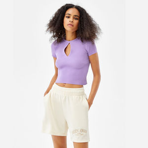 กางเกงขาสั้นผ้าคอตตอนสำหรับผู้หญิงกางเกงขาสั้นปักลายพิมพ์โลโก้สวมใส่สบายใส่เล่นกีฬาวิ่ง - Product Image 3