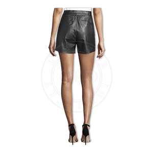 Pantalones cortos de cuero genuino para mujer, diseño de cintura alta de lujo 2026, pedidos al por mayor para minoristas de ropa - Product Image 2