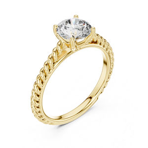 Bague solitaire en or jaune 14 carats pour femme avec diamant rond de laboratoire |   Bague en diamant pour usage quotidien |   Diamant de culture - Product Image 6