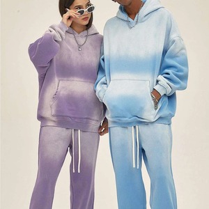 Streetwear vintage délavé à l'acide avec logo personnalisé, survêtement en polaire XXS surdimensionné, ensemble pull à capuche décontracté, en coton lourd et confortable - Product Image 1