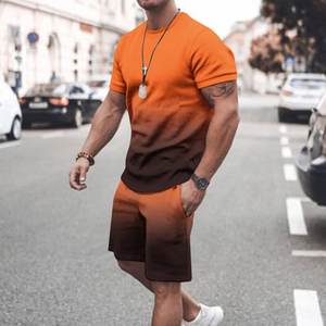 Survêtement d'été à manches courtes pour hommes, tenues 2 pièces de grande taille avec chemise de jogging à capuche et short court avec poches - Product Image 4