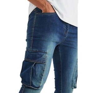 OEM Wholesale Custom Slim Fit Fashionable Multi Pockets Comfortable Pants <b>Denim</b> <b>Material</b> Men's Jeans For Sale - Product Image 4