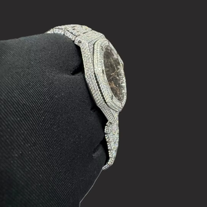 Montre-bracelet mécanique automatique Miyota de luxe, clarté VVS, cadran noir personnalisé, moissanite blanche, faite à la main, passe le test du diamant - Product Image 2