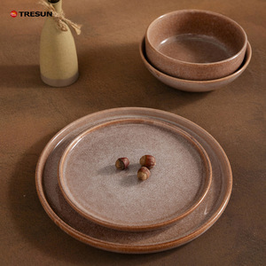 ชุดภาชนะอาหารสไตล์นอร์ดิกเคลือบสีรีแอคทีฟหรูหรามีพื้นผิวที่ไม่สม่ำเสมอและโทนสีดินลึกสำหรับงานเลี้ยงงานแต่งงาน - Product Image 6