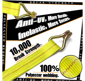 Correa de Carga de Poliéster Amarillo Provina de 50 mm con Gancho Metálico Resistente, Amarre de Trinquete de 2 Pulgadas, Resistencia a la Rotura de 450 kg-5000 kg para Transporte - Product Image 4