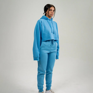 Drop Shoulder Custom Oversized <b>Thick</b> Cotton Soft Heavy Hoodies and Sweatpants Women Tracksuit Set - Product Image 4