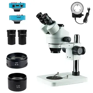 Microscope trinoculaire stéréo <span class=keywords><strong>loupe</strong></span> objectif auxiliaire confocal support mobile identification de bijoux - Product Image 1