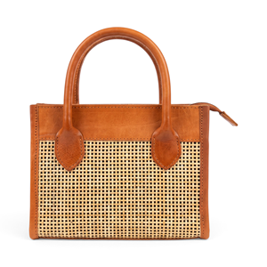 Sac en rotin Mayang Sari avec décoration en chaîne, fermeture à glissière, doublure en polyester, couleur unie pour le printemps et l'été - Product Image 1