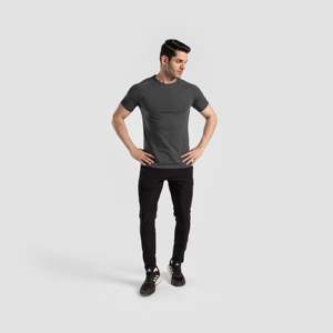 Camiseta Oversize de Corte Ajustado Critical Tee en Gris Oscuro, Tejido Liso de 300 Gramos para Ejercicio - Product Image 4