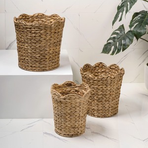 Ensemble de 3 paniers de rangement en jacinthe d'eau tissés à la main de style bohème, vente en gros, écologiques, fabriqués au Vietnam - Product Image 4