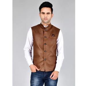 Gilet pour homme sur mesure de qualité export, couleur café, pour mariages, fêtes, tenue professionnelle et marché d'exportation, à vendre - Product Image 1