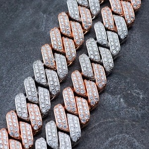 19MM Deux Tons Moissanite Diamant Chaîne à Maillons Cubains Hommes Glacé Hip-Hop Bijoux Fins pour Fêtes Or Blanc Disponible à la Vente - Product Image 1