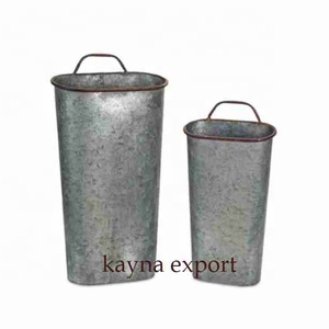 Maceta de metal con acabado rústico, cubo largo, decoración para exteriores e interiores, flor de hierro, metal galvanizado, acabado recubierto de esmalte - Product Image 6