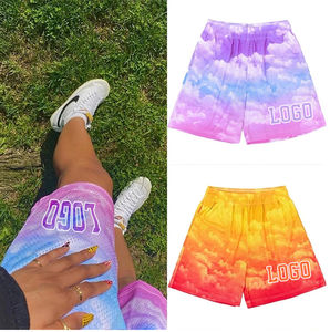 Shorts d'été unisexe en maille double couche polyester/coton, imprimé numérique, style vintage, décontracté, athlétique, pour le basketball et la course à pied, vente en gros - Product Image 4