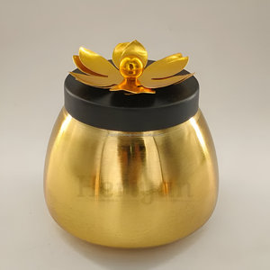<b>Decorative</b> Hammered Wax Filled Candle <b>Jar</b> with Lid - Product Image 2