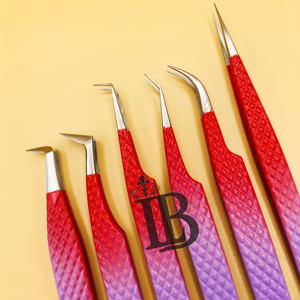 Pinces à épiler pour extensions de cils, pinces à épiler pour cils ombrés, pinces à épiler en acier inoxydable pour cils de vison plats, logo de marque privée, offre - Product Image 3