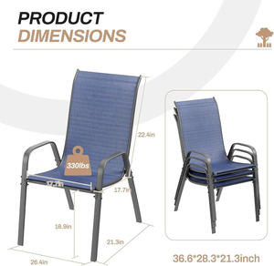 Modern Comfortable Lightweight Steel Frame Dining <b>Chair</b> Breathable Mesh Stackable Outdoor Patio Balcony Apartment Furniture - Product Image 4