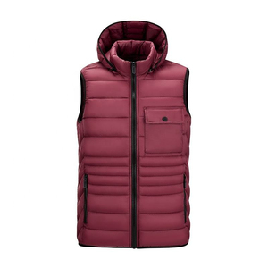 Vente en gros OEM Gilet matelassé noir pour homme Gilet d'hiver chaud et épais sans manches avec capuche amovible Gilets gonflés - Product Image 6