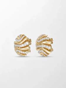 ต่างหูเพชรทรงคลื่นวินเทจทองคำขาว 14K ประดับเพชรแล็บ ดีไซน์หรูหรา ของขวัญสุดหรูสำหรับผู้หญิง - Product Image 3
