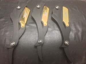 โลหะพับมืออาชีพสแตนเลสทองสีดำ Parker ตรงตัดผมมีดโกนที่มีโลโก้ที่กำหนดเอง - Product Image 2