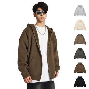 High Quality Custom Logo Fleece heavyweight oversized Zip Up Hoodie Men's Hoodies Sweatshirts Streetwear - Product Image 1