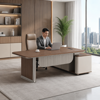 Bureau de direction compact pour petit bureau de manager avec armoire de rangement verrouillable et boîte de gestion des câbles de 1,6 m à 2,2 m