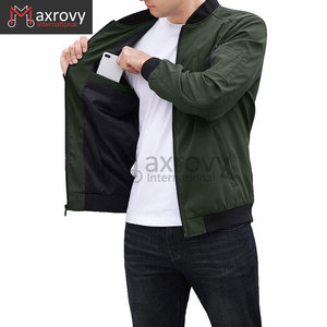 Chaqueta de bombardero impermeable ligera para hombre, abrigo de concha suave informal con cremallera completa, rompevientos cómodo de lona con bolsillo en el pecho - Product Image 3