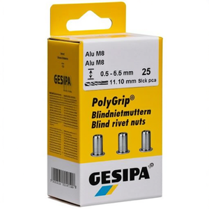 GESIPA ชุดน็อตยึดโพลีกริป 50 ชิ้น พร้อมก้านยึดอะลูมิเนียมขนาด 7 มม. x 13.5 มม. M5 สำหรับยึดแบบบอด - Product Image 3